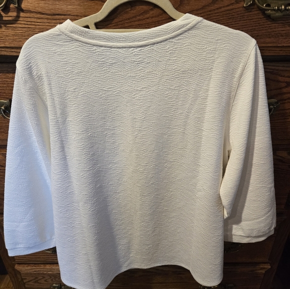 Chico's Textured Jacquard 3Qtr Sleeve Women's Top - Picture 2 of 6